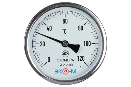 Термометр биметаллический ЭКОМЕРА БТ-1-100, 0-120С